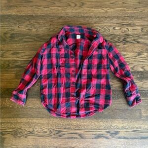 Gap boys red and black checkered button down shirt